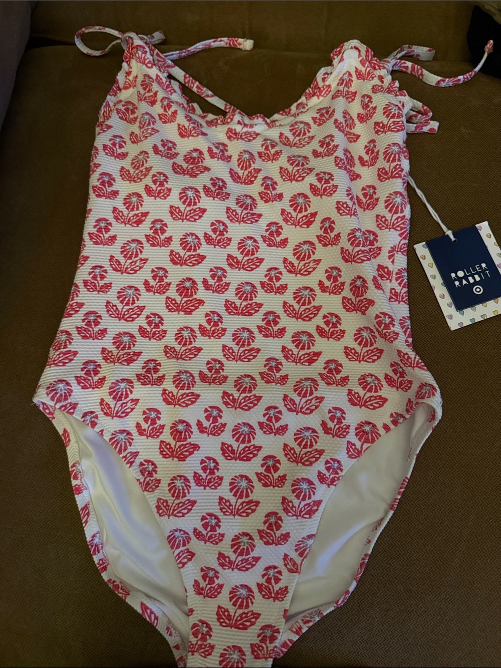 Roller Rabbit Pink Floral Tie-Shoulder One-Piece Swimsuit